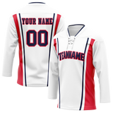 Custom Team Design White & Red Colors Design Sports Hockey Jersey