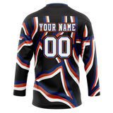 Custom Team Design Black & Navy Blue Colors Design Sports Hockey Jersey HK00WC040118