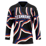 Custom Team Design Black & Navy Blue Colors Design Sports Hockey Jersey HK00WC040118