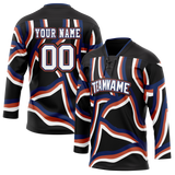 Custom Team Design Black & Navy Blue Colors Design Sports Hockey Jersey