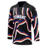 Custom Team Design Black & Navy Blue Colors Design Sports Hockey Jersey HK00WC040118