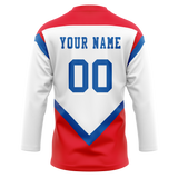 Custom Team Design White & Red Colors Design Sports Hockey Jersey HK00OS050209