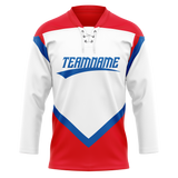 Custom Team Design White & Red Colors Design Sports Hockey Jersey HK00WC050209