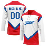 Custom Team Design White & Red Colors Design Sports Hockey Jersey HK00WC050209