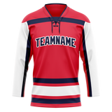 Custom Team Design Red & White Colors Design Sports Hockey Jersey HK00WC070902