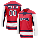 Custom Team Design Red & White Colors Design Sports Hockey Jersey HK00WC070902