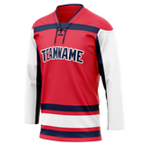 Custom Team Design Red & White Colors Design Sports Hockey Jersey HK00OS070902