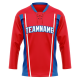 Custom Team Design Red & Blue Colors Design Sports Hockey Jersey HK00WC080920