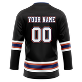 Custom Team Design Black & Navy Blue Colors Design Sports Hockey Jersey HK00OS090118