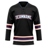 Custom Team Design Black & Navy Blue Colors Design Sports Hockey Jersey HK00WC090118