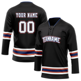 Custom Team Design Black & Navy Blue Colors Design Sports Hockey Jersey