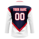 Custom Team Design White & Navy Blue Colors Design Sports Hockey Jersey HK00WC100218