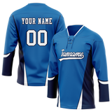 Custom Team Design Blue & Navy Blue Colors Design Sports Hockey Jersey