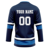 Custom Team Design Navy Blue & Blue Colors Design Sports Hockey Jersey HK00AD041820