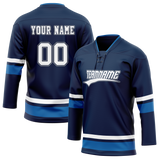 Custom Team Design Navy Blue & Blue Colors Design Sports Hockey Jersey