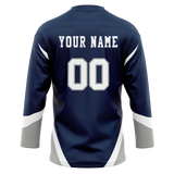 Custom Team Design Navy Blue & White Colors Design Sports Hockey Jersey HK00AD051802