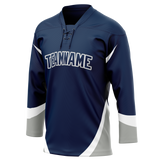 Custom Team Design Navy Blue & White Colors Design Sports Hockey Jersey HK00WJ051802