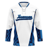 Custom Team Design White & Blue Colors Design Sports Hockey Jersey HK00AD070220