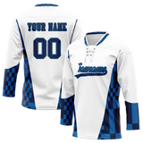 Custom Team Design White & Blue Colors Design Sports Hockey Jersey