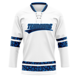 Custom Team Design White & Blue Colors Design Sports Hockey Jersey HK00WJ090220