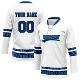 Custom Team Design White & Blue Colors Design Sports Hockey Jersey